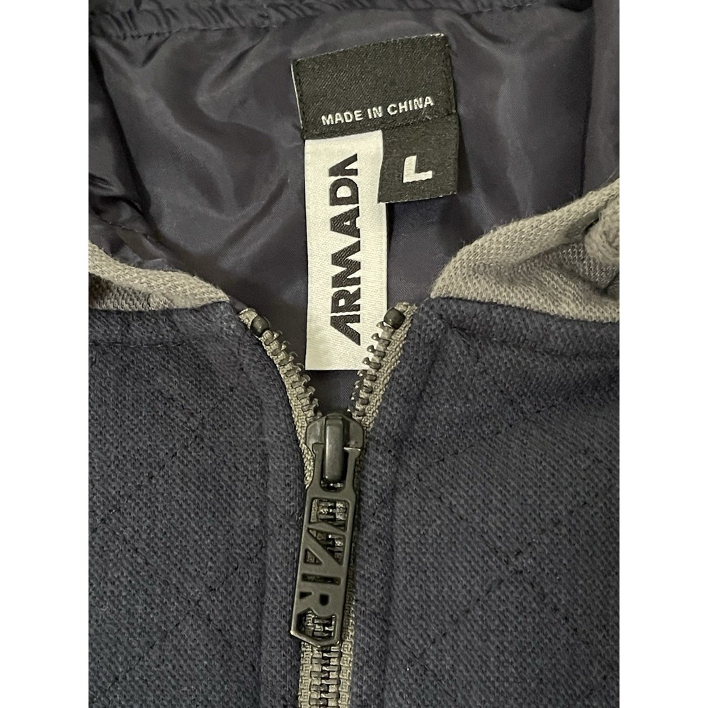 Armada Irwin Hooded Vest L Mens Gray Blue Zip Snowboard Winter - Picture 2 of 6